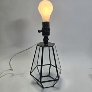 Threshold Terrarium Lamp Base 12-Panel Glass Black Metal Frame Modern Geometric